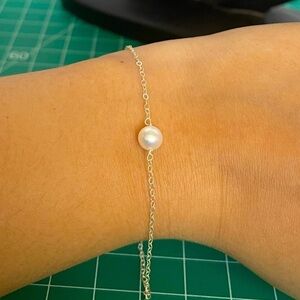 Sterling silver dainty minimalistic authentic pearl bracelet